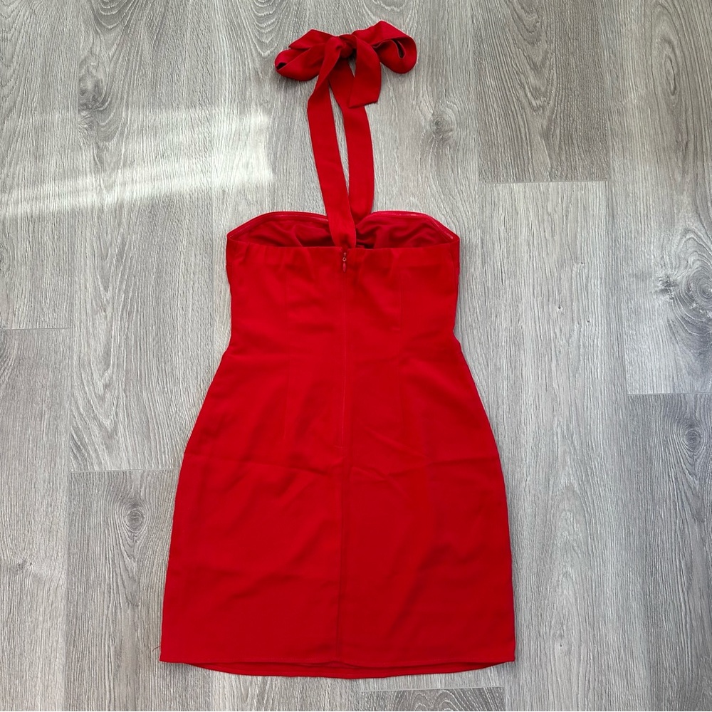 🆕 A&F Red Halter Knot-Front Cutout Mini Dress - Picture 7 of 14